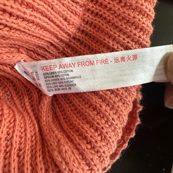 Free People Picnic Romper Ribbed Knit Collared Linen Cotton Salmon Playsuit - Picture 8 of 9